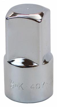 SK PROFESSIONAL TOOLS Socket Adapter: 3/4 in Output Drive Size, Square, 2 in Overall Lg, Chrome (MPN 407). Key specifications — attr1204997: Square; attr1205006: SK PROFESSIONAL TOOLS; attr1204986: Chrome; attr1205002: Locking Not Included.