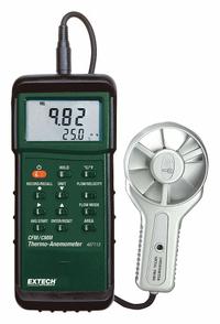 EXTECH Anemometer: 1 fpm Air Velocity Resolution, CFM, Rotating Vane, Air Velocity/Temp, 407113, LCD. Key specifications — Vane Material: Metal; Data Logging: Yes; Manufacturer Part Number: 407113; Brand: EXTECH; Temperature Accuracy: +/-1.5°F; Digital Display Screen Type: LCD; Display Type: Digital; Includes: Holster with Stand.