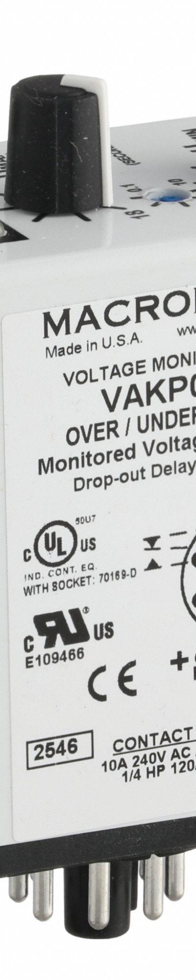 MACROMATIC Voltage Sensing Relay: Socket Mounted - Socket-Mounted Relays