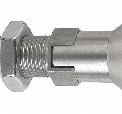 KIPP Indexing Plunger: Locking, SS, M16x1.5 Thread, 15 N to 35 N Nose Force - Locking Pull-Knob Indexing Plungers with Jam Nut