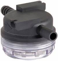 FLOJET Inline Strainer: Polypropylene, 1/2 in, Barb, Mesh, 0.0165 in Screen Size, 2 1/4 in Ht, Clear (MPN 01740002G). Key specifications — Screen Material: Stainless Steel; Bowl Color: Clear; Material: Polypropylene; Brand: FLOJET; Seal Material: Buna-N; Color: Black.
