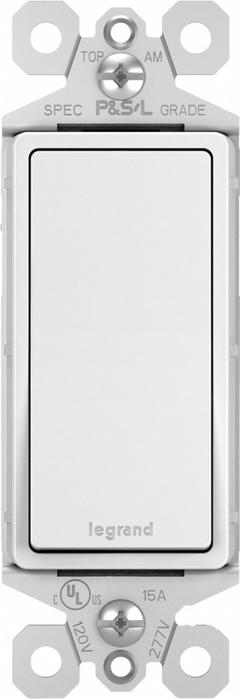 PASS & SEYMOUR Wall Switch: Rocker Switch, Single Pole, Maintained, White, 120V AC, 15 A (MPN TM870WAMCC4). Key specifications — Brand: PASS & SEYMOUR; Illuminated: No.