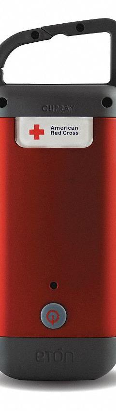 ETON Crank Flashlight: Rechargeable, 27 lm, 4 hr Run Time at Max. Brightness, 12 m Max Beam, Red (MPN ARCCR100R). Key specifications — Brand: ETON.