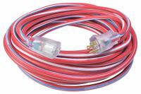 SOUTHWIRE Extension Cord: Outdoor Use, 25 ft Lg, Outlet, 5-15P, 12/3, SJTW, Blue/Red/White, 125V AC (MPN 2547SWUSA1). Key specifications — Brand: SOUTHWIRE; Temperature Rating: -40° to 140°F; NEMA Plug Configuration: 5-15P.