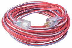 SOUTHWIRE Extension Cord: Outdoor Use, 25 ft Lg, Outlet, 5-15P, 12/3, SJTW, Blue/Red/White, 125V AC (MPN 2547SWUSA1). Key specifications — Brand: SOUTHWIRE; Temperature Rating: -40° to 140°F; NEMA Plug Configuration: 5-15P.