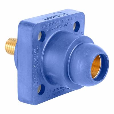 LEVITON Single Pole Receptacle: Blue, Straight Ball Nose Mating, Threaded Stud Termination - Receptacles with Threaded Stud Terminations