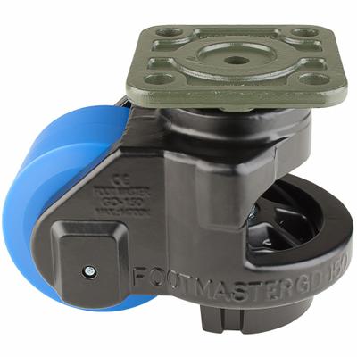 FOOT MASTER Plate Caster: Nylon Tread, 90 mm Wheel Dia, 132 mm Mounting Ht - General Purpose Leveling Plate Casters