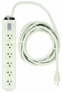 TRIPP LITE Outlet Strip: 6 Outlets, 15 ft Cord Lg, 20 A Current, UL 1363, White, 5-20P, 2 1/2 in Wd (MPN TLM615NC20). Key specifications — Brand: TRIPP LITE; Mounting Style: Keyhole.