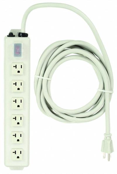 TRIPP LITE Outlet Strip: 6 Outlets, 15 ft Cord Lg, 20 A Current, UL 1363, White, 5-20P - Industrial Power Strips