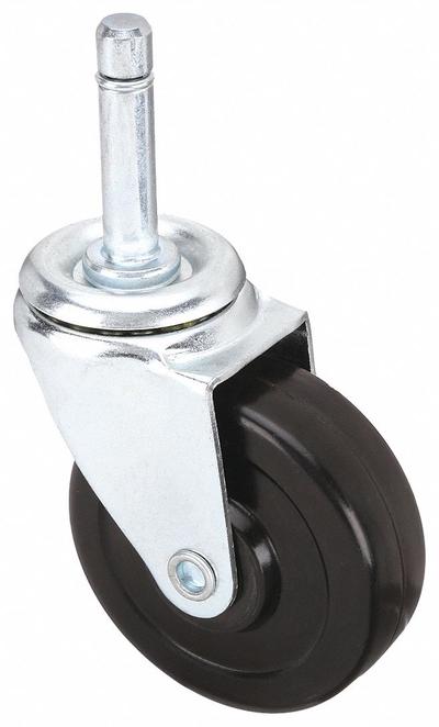 APPROVED VENDOR Stem Caster: Swivel, No Brake, 3 in Wheel Dia., 1 1/4 in Wheel Wd, Rubber - General Purpose Friction-Ring Stem Casters