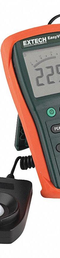 EXTECH Light Meter: Built-In Stand/Protective Cover/Protective Rubber Holster/Remote Sensor, LCD (MPN EA30-NIST). Key specifications — Brand: EXTECH; Light Level Accuracy: ±3%; Digital Display Screen Type: LCD; Includes: Protective Cover; Certificate of Calibration: Included.