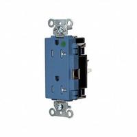 HUBBELL Receptacle: Hospital Grade, Decorator Duplex, 5-20R, Blue, 125V AC, 20 A, 2 Pole / 3 Wire (MPN HBL2182STBLTR)
