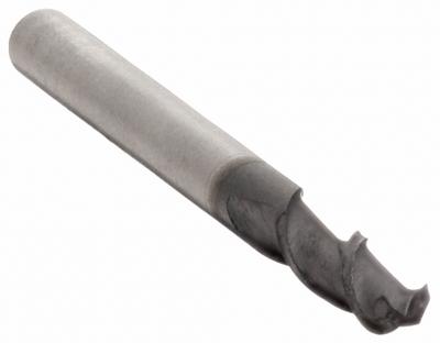 OSG Ball End Mill: Carbide, TiAlN Coated, 2 Flute, 7/64" Mill Dia, 3/8" LOC - Carbide Ball End Mills for Stainless Steel & Super Alloys