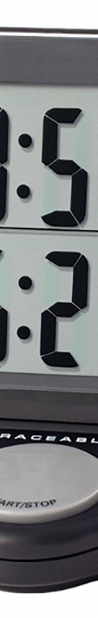 TRACEABLE Digital Timer: Adj Display (90° to 180°), 1/2 in x 5 1/2 in x 3 3/4 in, 1/2 in Overall Dp (MPN 5022). Key specifications — Clock Function Included: Yes; Count Direction: Count Down; Features: Adjustable Display (90° to 180°); Digital Display Screen Type: LCD; Alarm Type: Audible; Brand: TRACEABLE; Maximum Time Setting: 23 hrs, 59 minutes, 59 seconds.