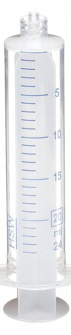 NORM-JECT All-Plastic Syringe: 20 mL Capacity - mL, Luer Lock, Polypropylene, Polypropylene, HDPE (MPN NJ-4606736-02). Key specifications — Attachment Type: Luer Lock; Plunger Material: HDPE; Sterile/Non-Sterile: Sterile; Tip Material: Polypropylene; Barrel Material: Polypropylene; Brand: NORM-JECT; Compatible Needles: Sharp, Tri-Bevel Needles; Includes Needles: No.
