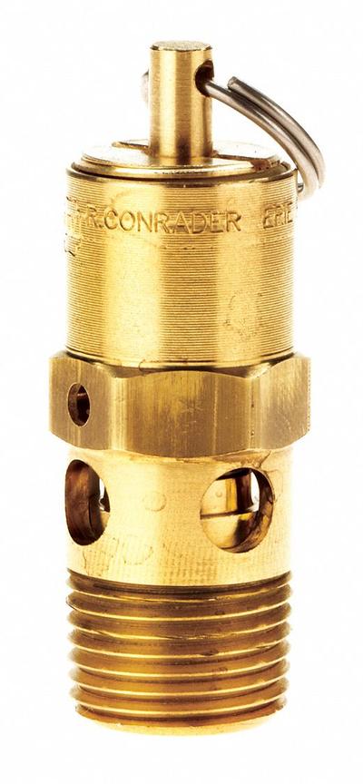 CONRADER Safety Valve: Hard Seat, 3/8 in (M)NPT Inlet (In.), 1/4 in (F)NPT Outlet (In.) - Hard Seat Pneumatic Safety Valves