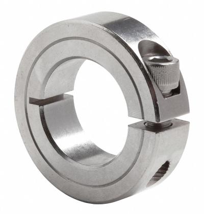 Dayton Shaft Collar: 1-Piece, Inch, Round, Clamp-On, 1 1/2 in Bore Dia - Stainless Steel Shaft Collars