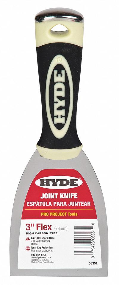 HYDE Joint Knife: Bld. Mat. Carbon Steel, Hdl. Mat. Polypropylene/TPE - Standard Spreading Tools