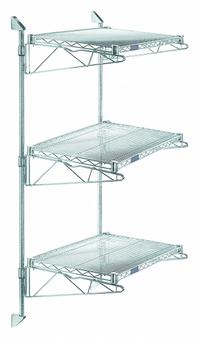 APPROVED VENDOR Wire Wall Shelf: 48 in x 14 in, 3 Shelves, 600 lb Load Capacity per Shelf, Direct (MPN GACB14-54-1448S). Key specifications — Mounting Mechanism: Direct; Material: Stainless Steel; Finish: Satin; Color: Silver; Brand: APPROVED VENDOR.