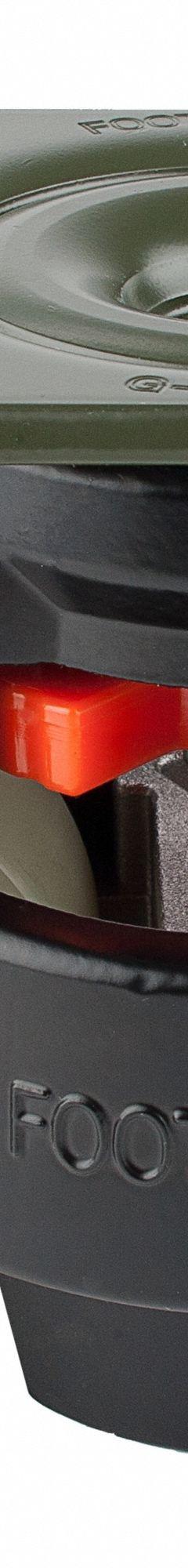 FOOT MASTER Plate Caster: Polyurethane Tread, 75 mm Wheel Dia, 120 mm Mounting Ht, Medium Duty (MPN GD-100-F-HUP-FBL). Key specifications — Brand: FOOT MASTER; Frame Color: Black.