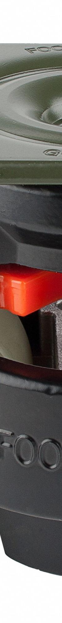 FOOT MASTER Plate Caster: Polyurethane Tread, 75 mm Wheel Dia, 120 mm Mounting Ht, Medium Duty (MPN GD-100-F-HUP-FBL). Key specifications — Brand: FOOT MASTER; Frame Color: Black.