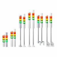 PATLITE Tower Light Assembly: 3 Tier, Sounder Tier Included, IP54, Amber/Green/Red, Direct Wire (MPN LR4-302QJBW-RYG). Key specifications — Manufacturer Part Number: LR4-302QJBW-RYG; Brand: PATLITE; Operating Voltage: 24V DC; Light Tier Color: Red.