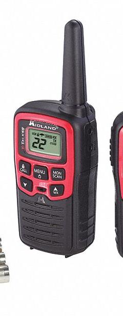 MIDLAND Handheld Two Way Radio: X-Talker T30 Series, FRS/GMRS, Analog, 0.5 W, 22 Channels, VOX, 8 hr (MPN T31VP). Key specifications — Color: Black; FCC License Required: No.