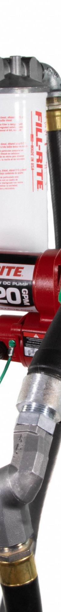 FILL-RITE Electric Drum Pump: 12 V DC, 1/4 hp HP, 20 gpm Max. Flow Rate, Pump with Hose & Nozzle (MPN FR4220HDSFQ). Key specifications — Brand: FILL-RITE; Meter: Not Included.