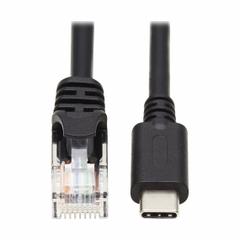 EATON TRIPP LITE Rollover Console Cable: 6 ft Overall Lg, RJ45 Male, USB C Male, Shielded, Black (MPN U209-006-RJ45XC). Key specifications — Jacket Color: Black; Jacket Material: PVC; Shielded: Shielded; Brand: EATON TRIPP LITE; Compatible Product Type: Laptop.