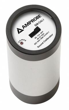 AMPROBE Sound Level Calibrator: 114 dB Output Sound Pressure, ±4% Freq Accuracy, 1/2 in Adapter (MPN SM-CAL1). Key specifications — Brand: AMPROBE; Frequency Accuracy: ±4%; Compatible with Brand: Universal; Distortion: ±0.5 dB; Output Sound Accuracy: ± 0.5 dB; Calibration Certificate: Not Included.