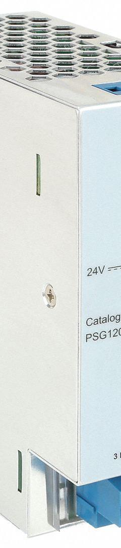 EATON DC Power Supply: DIN Rail, 120 W Output Power - Rated, 5 A Current - Output, Three Phase (MPN PSG120F24RM). Key specifications — attr1044898: Three; attr1044874: Aluminum; attr1044879: 400 to 500V AC; attr211400: EATON.