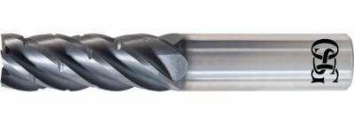 OSG Square End Mill: Carbide, EXO Coated, 5 Flute, 1/2" Mill Dia, 1-1/4" LOC - Fast-Cutting Carbide Square End Mills for Stainless Steel & Super Alloys
