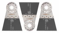 FEIN Oscillating Tool Blade: 2 1/2 in Blade Wd, 3 13/16 in Overall Lg, Straight Cutting, 3 PK (MPN 63502134270). Key specifications — attr1097473: Plastic; attr1097476: FEIN; attr1097456: Straight Cutting.