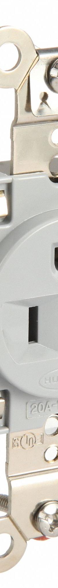 HUBBELL Receptacle: Hospital Grade Fed. Spec., Single, 5-20R, Gray, 125V AC, 20 A, 2 Pole / 3 Wire (MPN HBL8310GY)