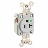 HUBBELL Receptacle: Hospital Grade Fed. Spec., Single, 5-20R, Gray, 125V AC, 20 A, 2 Pole / 3 Wire (MPN HBL8310GY)