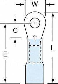 3M Ring Terminal: Blue, Heat Shrink Insulation, #6 Stud Size, 16 AWG to 14 AWG Wire Sizes, 600 V (MPN MH14-6R/LK). Key specifications — Brand: 3M; Series: MH14.