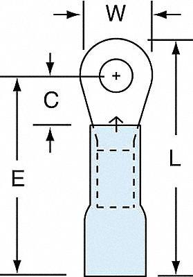 3M Ring Terminal: Blue, Heat Shrink Insulation, #6 Stud Size, 16 AWG to 14 AWG Wire Sizes - Insulated Ring Terminals with Heat Shrink