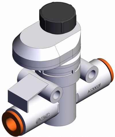 SMC Speed Controller: In-Line Fitting, Screw, 3/8 in Valve Body Size - In-Line Speed Control Valves