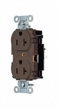 HUBBELL Receptacle: Duplex, 5-20, Brown, 125V AC, 20 A, 2 Pole / 3 Wire (MPN 5352ST)