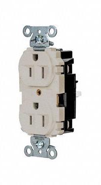 HUBBELL Receptacle: Duplex, 5-15, Light Almond, 125V AC, 15 A, 2 Pole / 3 Wire (MPN 5262STLA)