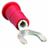 3M Fork Terminals: Red, Vinyl, #10 Stud Size, 22 AWG – 18 AWG Wire Range, Std Fork, 1,000 V (MPN MVU18-10FX). Key specifications — Barrel Style: Butted; Manufacturer Part Number: MVU18-10FX; Brand: 3M; Series: TR.
