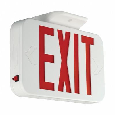 COMPASS Lighted Exit Sign: LED, White, Red/Green, 1 or 2 Faces, Ceiling/End/Wall - Plastic Lighted Exit Signs