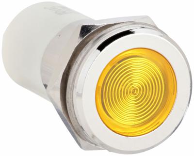 APPROVED VENDOR Flush Panel Light: 16 mm Panel Mounting Hole Dia, LED, Yellow, Flush Head - LED Indicator Pilot Lights