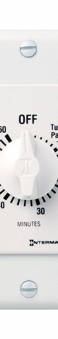 INTERMATIC Spring-Wound Timer: 1 hr Max, SPST, 277V AC, No Wall Plate Included, White (MPN FD60MWC). Key specifications — Brand: INTERMATIC; Includes Hold: No Hold Included.
