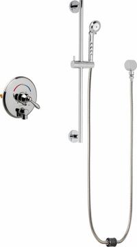 CHICAGO FAUCETS Shower Faucet: SH-TP, 2.5 gpm Handheld Showerhead Flow Rate, Plastic, 1 Handles (MPN SH-TP4-00-021). Key specifications — Showerhead Material: Plastic; Series: SH-TP.