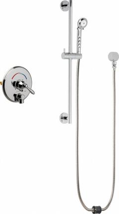 CHICAGO FAUCETS Shower Faucet: SH-TP, 2.5 gpm Handheld Showerhead Flow Rate, Plastic, 1 Handles (MPN SH-TP4-00-021). Key specifications — Showerhead Material: Plastic; Series: SH-TP.