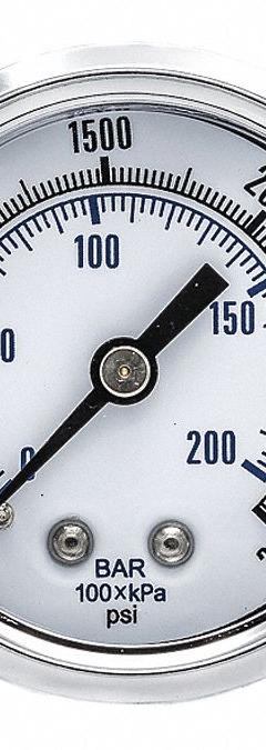 PIC GAUGES Industrial Pressure Gauge: 0 psi to 3,000 psi, 2 in Dial, 1/4 in NPT Male, Center Back (MPN 103D-204P). Key specifications — Accuracy: ±3-2-3%; Brand: PIC GAUGES; Vibration Resistance Properties: None; Gauge Wetted Parts: Brass / Copper.