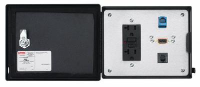 NVENT HOFFMAN Data Interface Port: Polycarbonate, 120V Duplex Receptacle/9-Pin D-Sub/RJ45 - Ethernet, DH+, ModBus Panel Interface