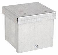 WIEGMANN Enclosure: Steel, 4 in x 4 in x 4 in, 3R, Solid Cover, Screw On, Included, Galvanized (MPN RSC040404G). Key specifications — Brand: WIEGMANN; Closure Method: Screws; Knockouts: Included.
