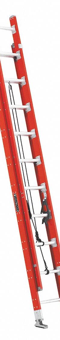 LOUISVILLE LADDER Extension Ladder: 20 ft Ladder Size, Fiberglass, 300 lb Load Capacity, 45 lb Wt (MPN FE7220). Key specifications — Color: Orange; Brand: LOUISVILLE LADDER; Included Features: Rope and Pulley; Removable Fly: Fixed.